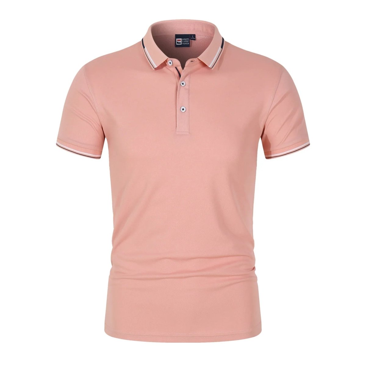 Solid-color Mens Polo Shirt With A Stand-up Collar And Short Sleeves - Allen-Fitness