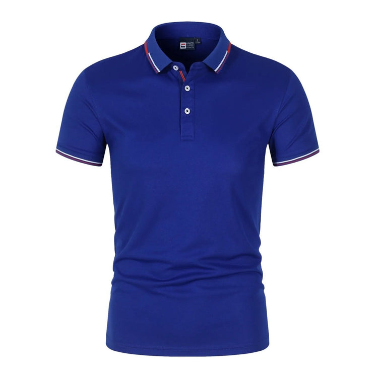 Solid-color Mens Polo Shirt With A Stand-up Collar And Short Sleeves - Allen-Fitness