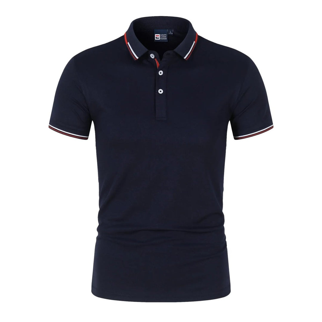 Solid-color Mens Polo Shirt With A Stand-up Collar And Short Sleeves - Allen-Fitness