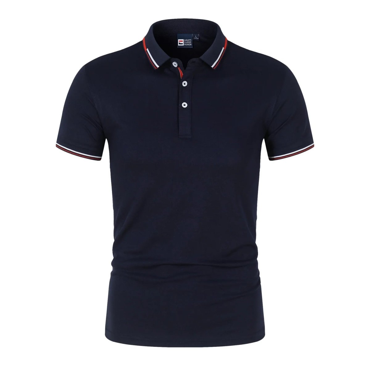 Solid-color Mens Polo Shirt With A Stand-up Collar And Short Sleeves - Allen-Fitness