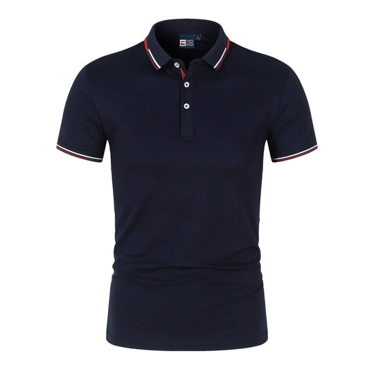 Solid-color Mens Polo Shirt With A Stand-up Collar And Short Sleeves - Allen-Fitness