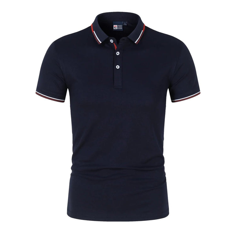 Solid-color Mens Polo Shirt With A Stand-up Collar And Short Sleeves - Allen-Fitness