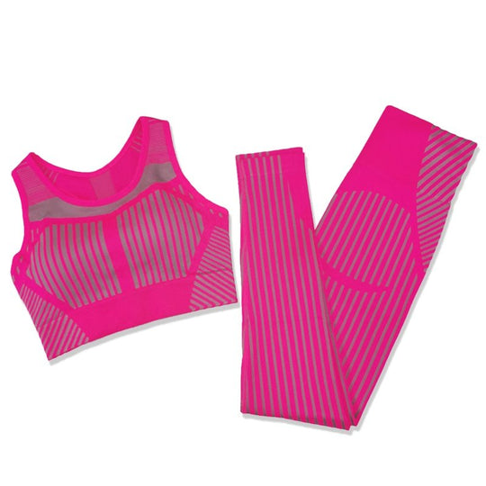 Strip Seamless Women Yoga Set for Fitness Sports Suits Gym Wear Clothing Running Top Bra Leggings Workout Pants Tracksuits - Premium Fitness &amp; Activewear for Men &amp; Women|UK