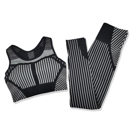 Strip Seamless Women Yoga Set for Fitness Sports Suits Gym Wear Clothing Running Top Bra Leggings Workout Pants Tracksuits - Premium Fitness &amp; Activewear for Men &amp; Women|UK