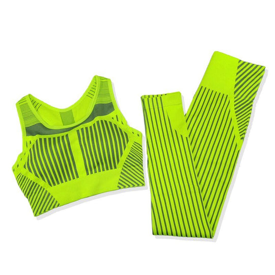 Strip Seamless Women Yoga Set for Fitness Sports Suits Gym Wear Clothing Running Top Bra Leggings Workout Pants Tracksuits - Premium Fitness &amp; Activewear for Men &amp; Women|UK