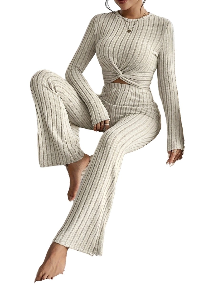 Stylish Apricot Short Top And Pants Set - Slim Fit Design for Contemporary Looks - Allen - Fitness