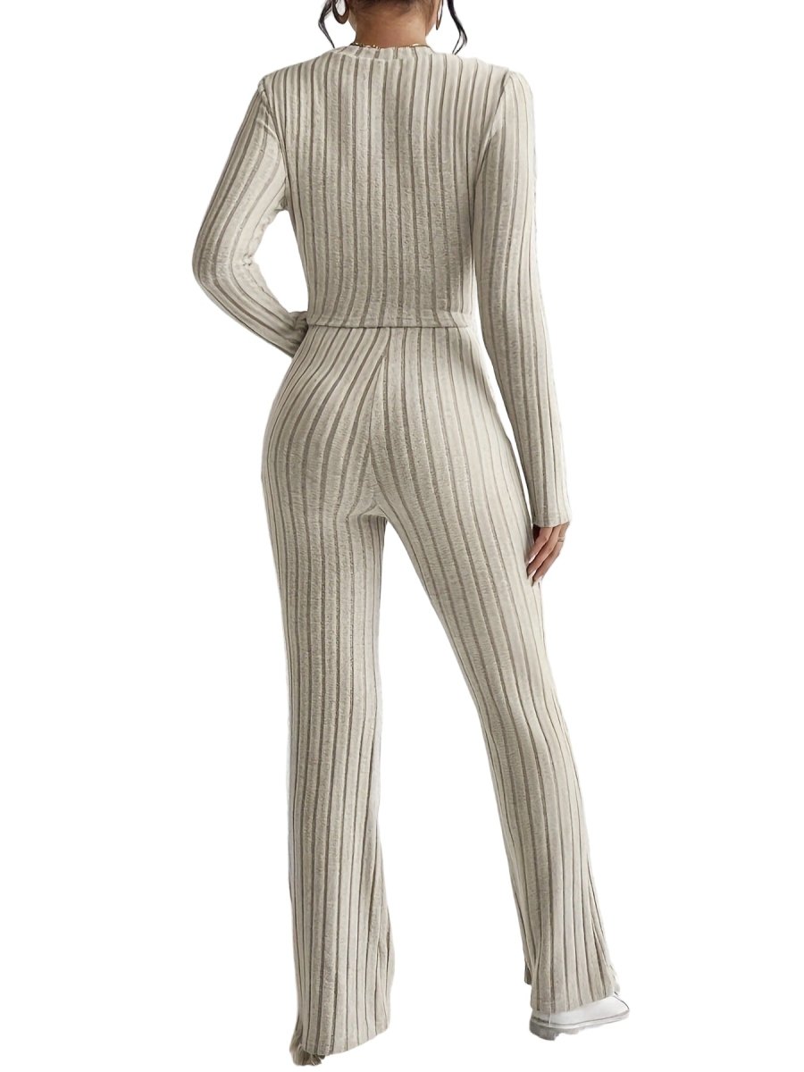 Stylish Apricot Short Top And Pants Set - Slim Fit Design for Contemporary Looks - Allen - Fitness