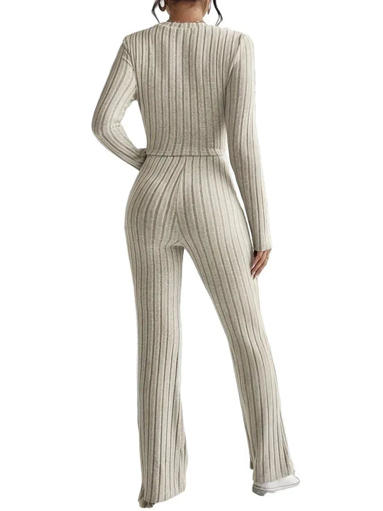 Stylish Apricot Short Top And Pants Set - Slim Fit Design for Contemporary Looks - Allen-Fitness
