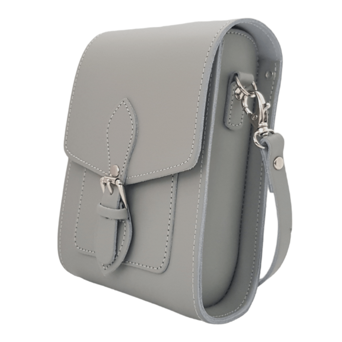 Stylish Handmade Leather Phone Bag - Festival Ready Ghost Grey with Adjustable Strap - Allen - Fitness