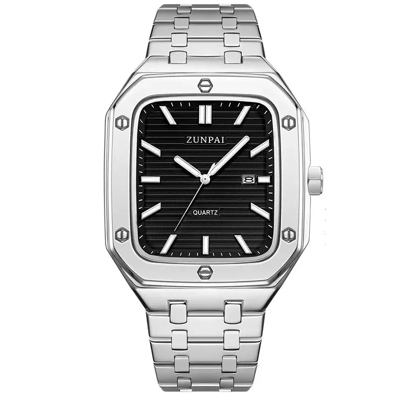 Stylish Mens Stainless Steel Square Watch - Allen-Fitness