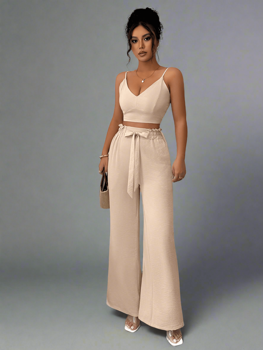 Stylish two - Piece Fashionable Set: Suspender Vest & Wide - Leg Pants for Modern Elegance - Allen - Fitness