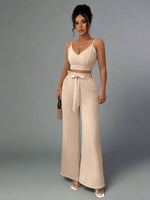 Stylish two-Piece Fashionable Set: Suspender Vest & Wide-Leg Pants for Modern Elegance - Allen-Fitness