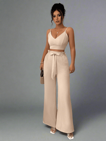 Stylish two - Piece Fashionable Set: Suspender Vest & Wide - Leg Pants for Modern Elegance - Allen - Fitness