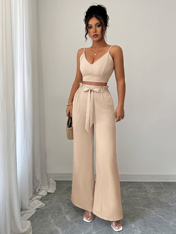 Stylish two - Piece Fashionable Set: Suspender Vest & Wide - Leg Pants for Modern Elegance - Allen - Fitness