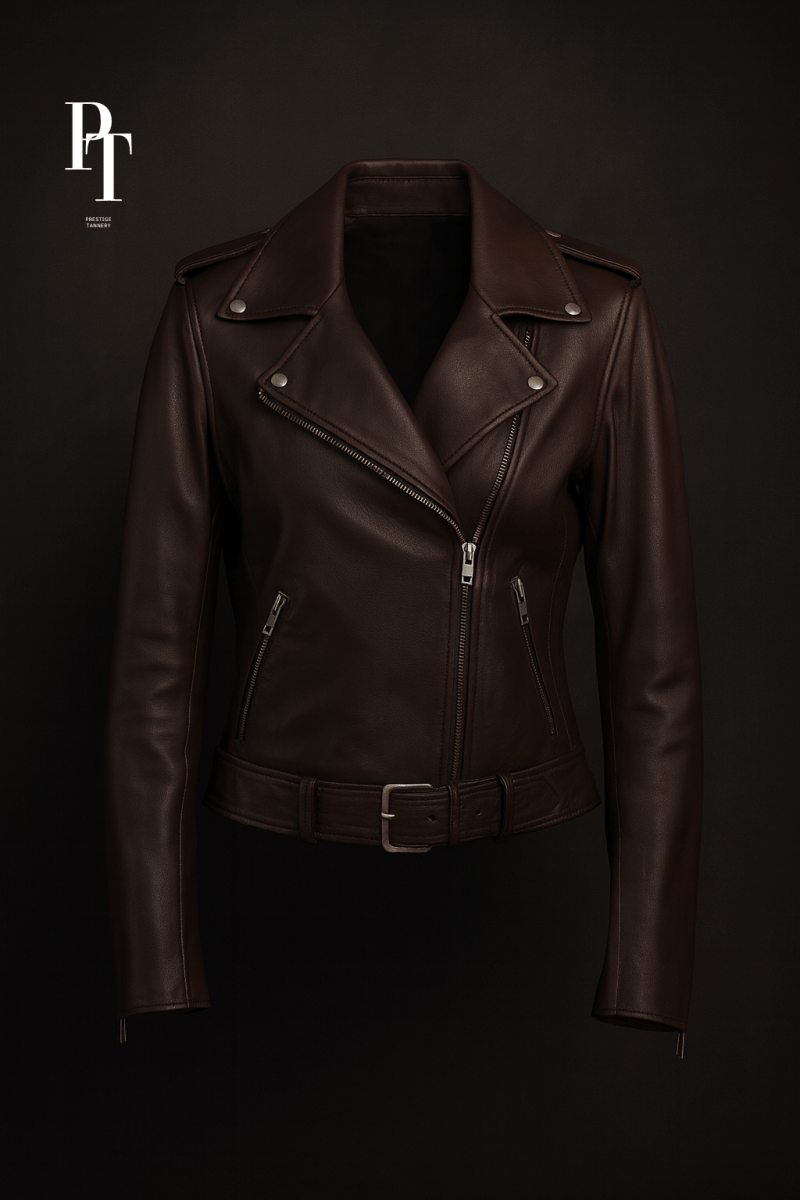 Stylish Women's Dark Brown Leather Jacket with Premium Sheep Leather, Lightweight Design - Allen - Fitness