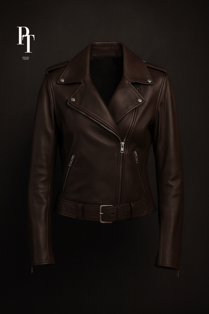 Stylish Women's Dark Brown Leather Jacket with Premium Sheep Leather, Lightweight Design - Allen - Fitness
