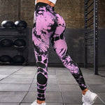 Stylish Women's Seamless Leggings, High Waist Tie Dye Printed, Hip Lifting for Fitness & Running - Allen-Fitness