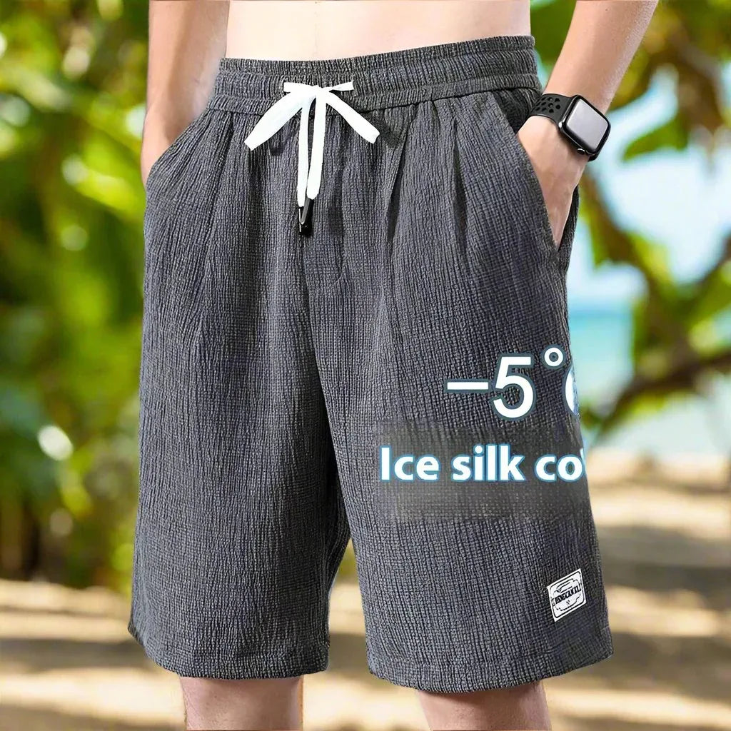 Summer Ice Silk Men’s Sports Shorts Quick-drying Knee Length: Summer Shorts for Men - Allen-Fitness