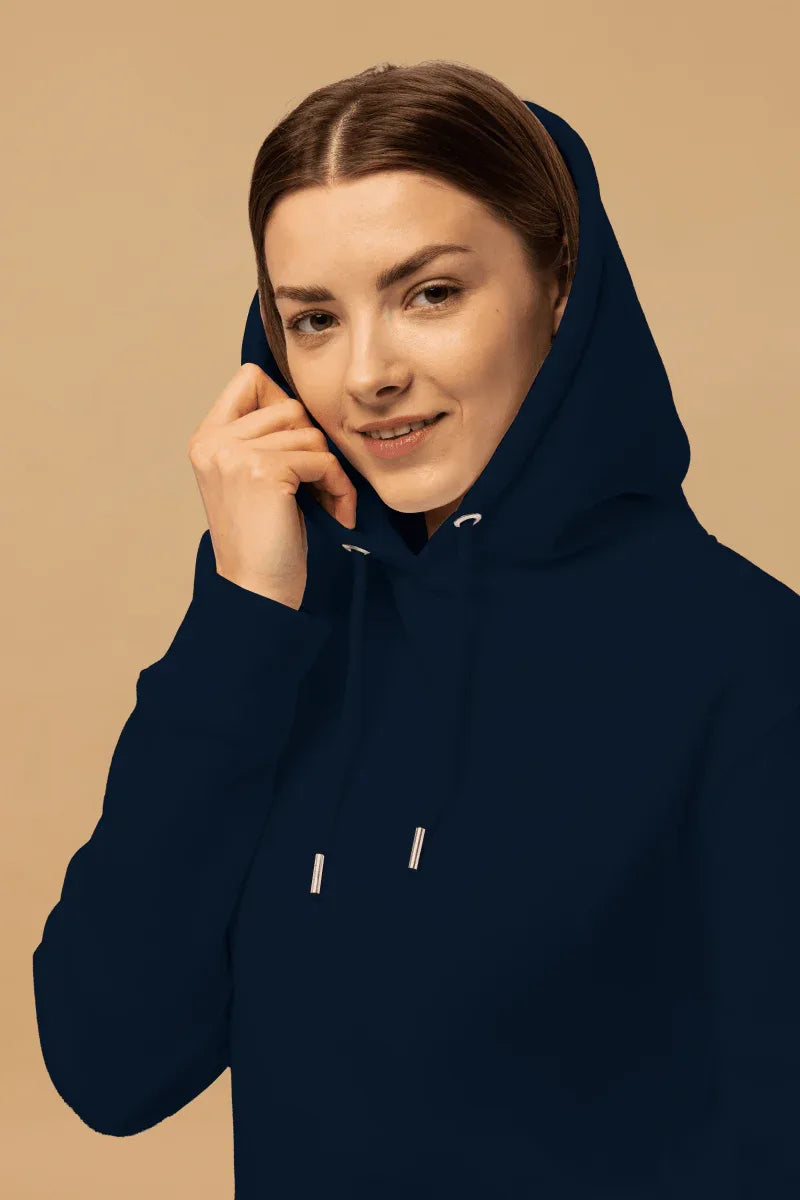Sustainable Streetwear Hoodie - Minimalist Navy Organic Cotton with Double-Layered Hood - Allen-Fitness