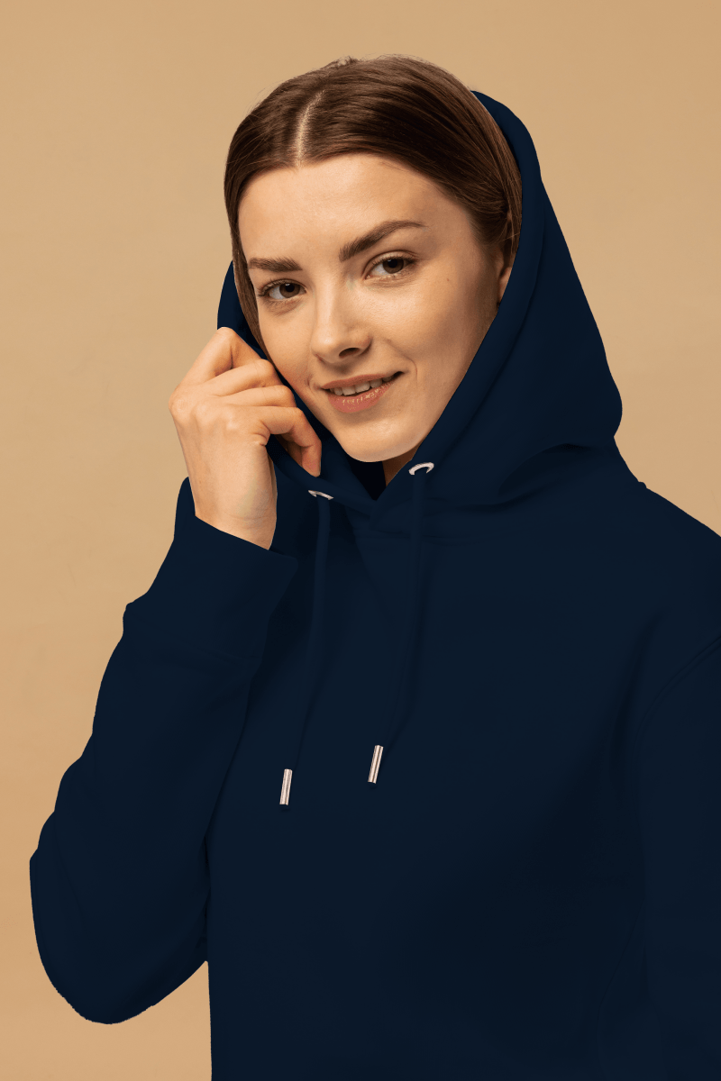 Sustainable Streetwear Hoodie - Minimalist Navy Organic Cotton with Double - Layered Hood - Allen - Fitness