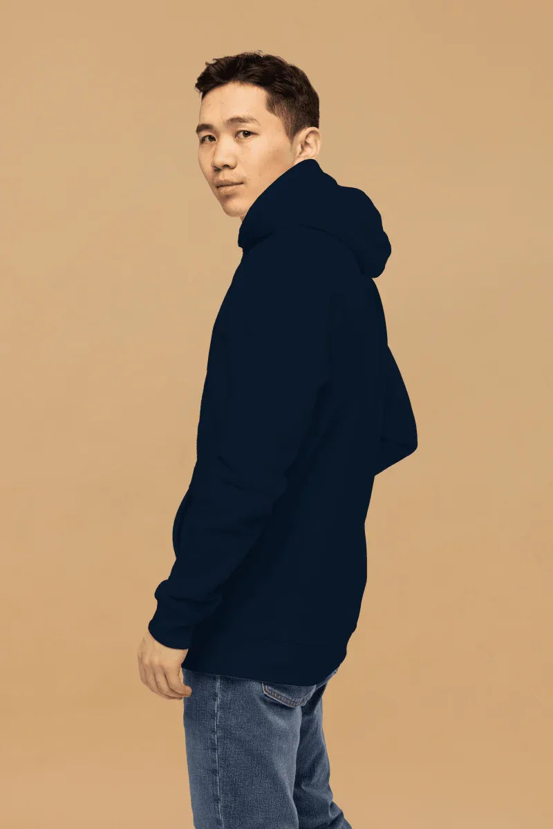 Sustainable Streetwear Hoodie - Minimalist Navy Organic Cotton with Double-Layered Hood - Allen-Fitness