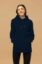 Sustainable Streetwear Hoodie - Minimalist Navy Organic Cotton with Double-Layered Hood - Allen-Fitness