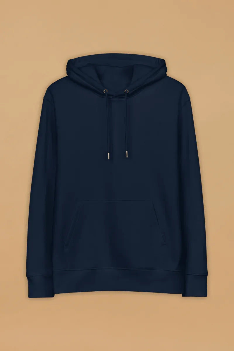 Sustainable Streetwear Hoodie - Minimalist Navy Organic Cotton with Double-Layered Hood - Allen-Fitness