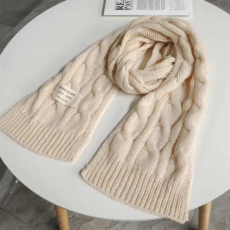 Sweet Labeling 8-Word Twist Apricot Women's Small Scarf in Deer Plush Fabric for Warmth and Style - Allen-Fitness