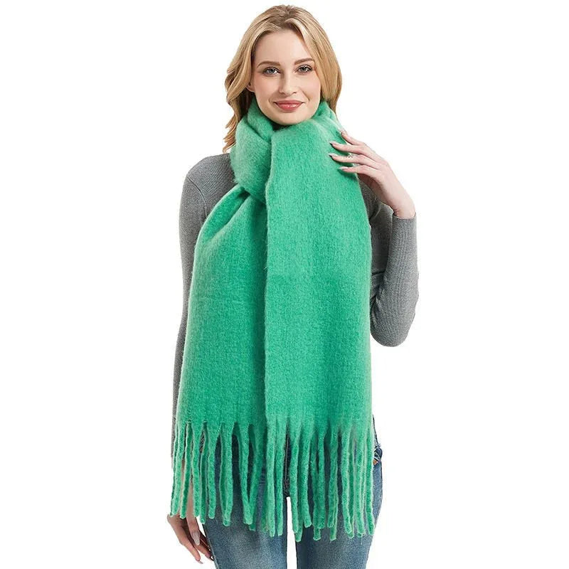 Thick Women's Scarf in Mohair Twist Braid, Stylish Plush Winter Accessory for Warmth and Elegance - Allen-Fitness