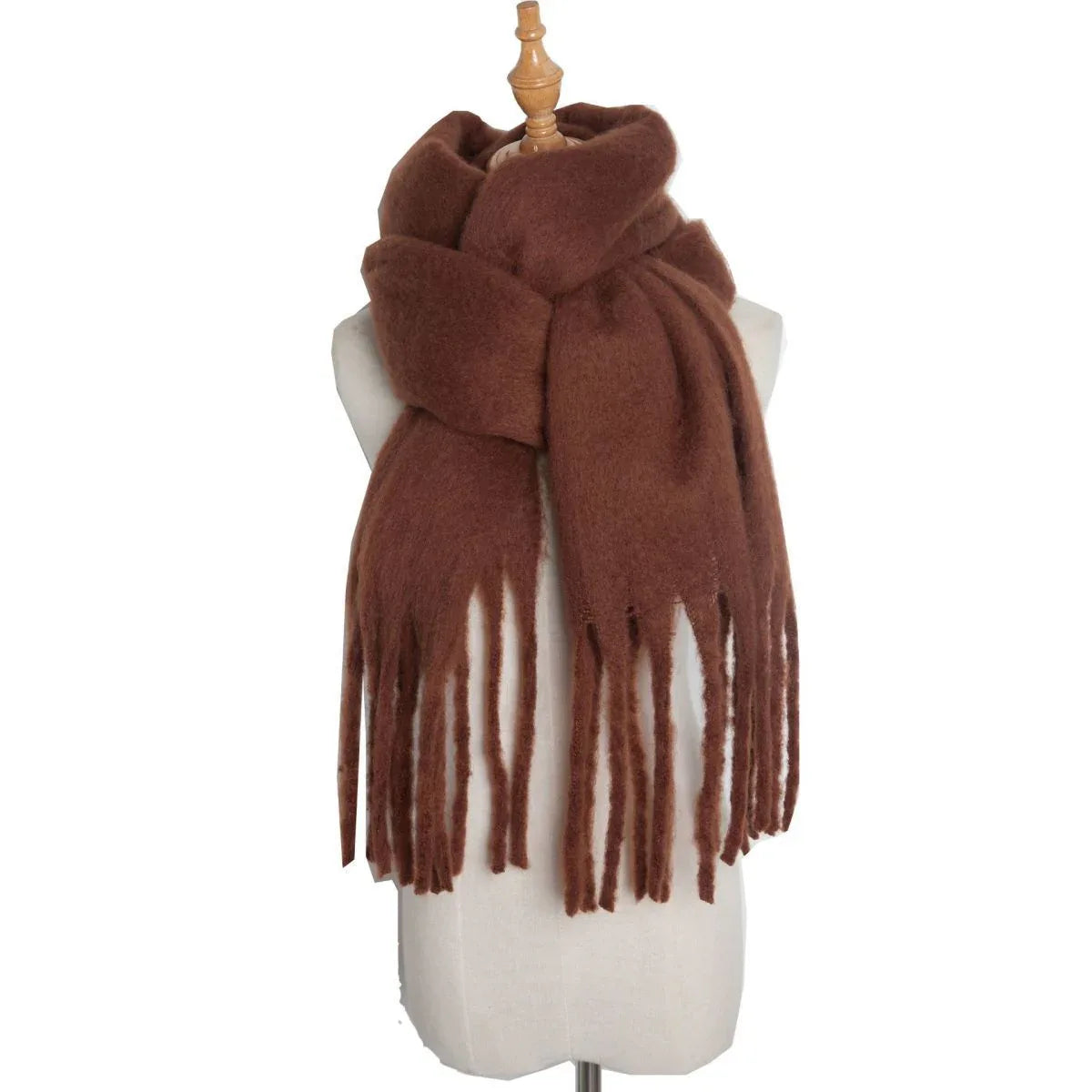 Thick Women's Scarf in Mohair Twist Braid, Stylish Plush Winter Accessory for Warmth and Elegance - Allen-Fitness