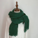 Thickened Warm Scarf For Couples - Versatile Acrylic Knit With Tassels, 40 x 200cm, Winter Styles - Allen-Fitness