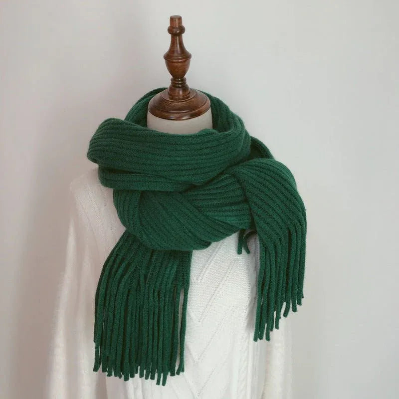 Thickened Warm Scarf For Couples - Versatile Acrylic Knit With Tassels, 40 x 200cm, Winter Styles - Allen-Fitness