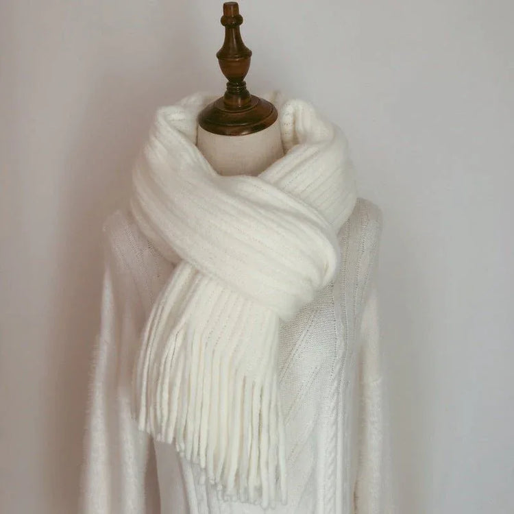 Thickened Warm Scarf For Couples - Versatile Acrylic Knit With Tassels, 40 x 200cm, Winter Styles - Allen-Fitness