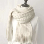 Thickened Warm Scarf For Couples - Versatile Acrylic Knit With Tassels, 40 x 200cm, Winter Styles - Allen-Fitness