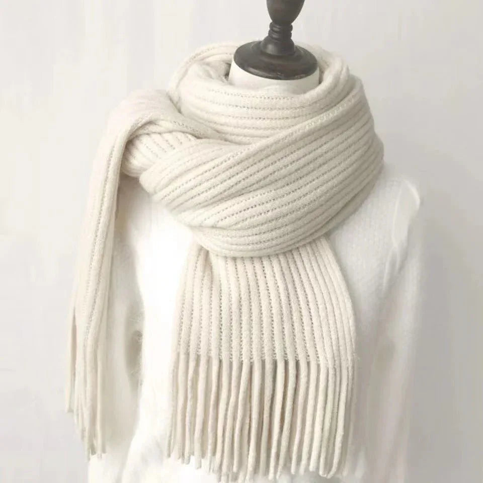 Thickened Warm Scarf For Couples - Versatile Acrylic Knit With Tassels, 40 x 200cm, Winter Styles - Allen-Fitness