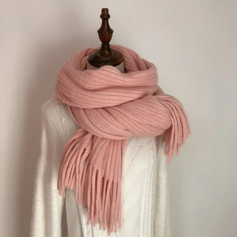 Thickened Warm Scarf For Couples - Versatile Acrylic Knit With Tassels, 40 x 200cm, Winter Styles - Allen-Fitness