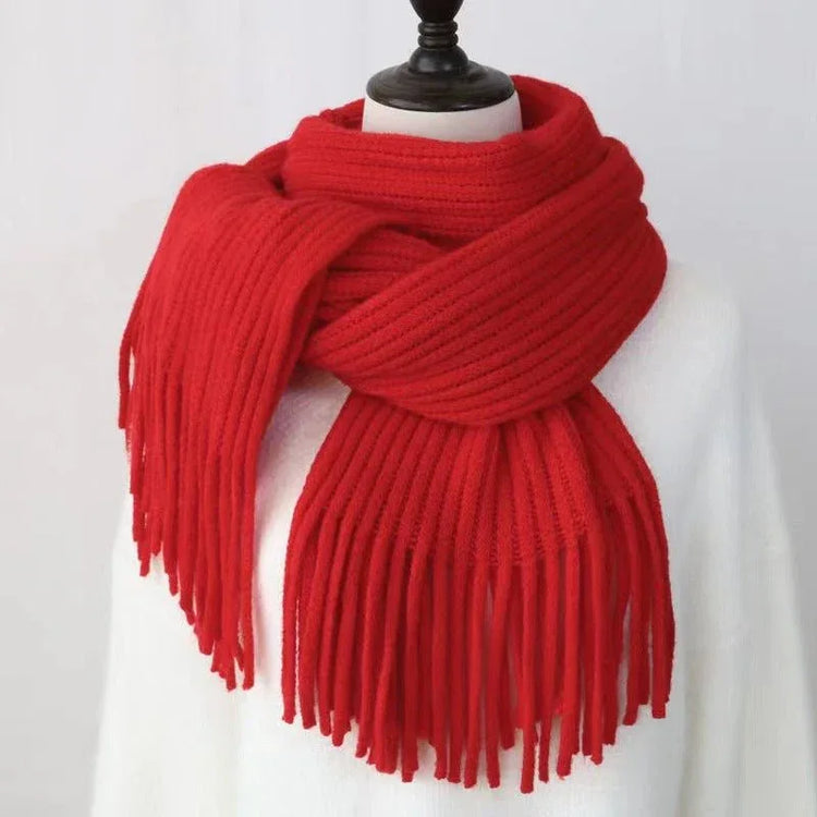 Thickened Warm Scarf For Couples - Versatile Acrylic Knit With Tassels, 40 x 200cm, Winter Styles - Allen-Fitness