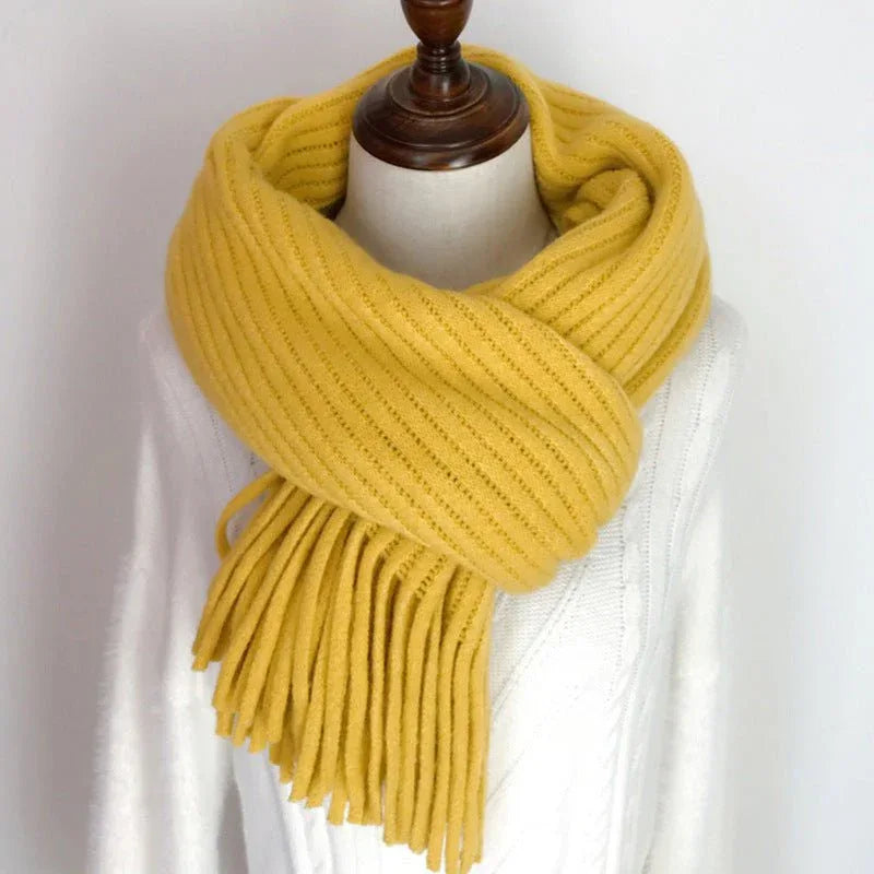Thickened Warm Scarf For Couples - Versatile Acrylic Knit With Tassels, 40 x 200cm, Winter Styles - Allen-Fitness