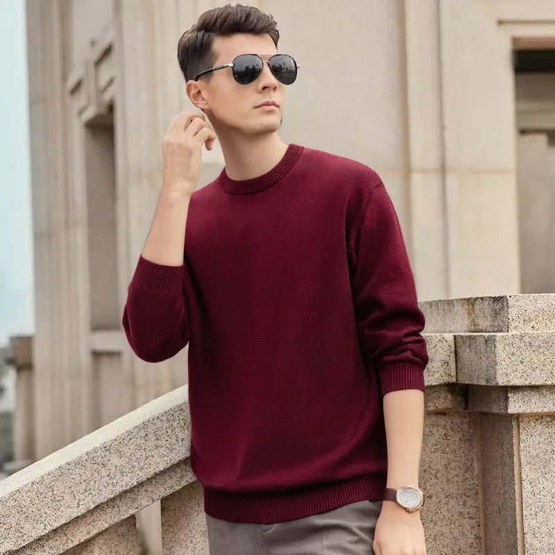 Thickened White Knit Base Layer Top - Warm Cotton Slim Fit Pullover, Available in Multiple Colors - Allen-Fitness