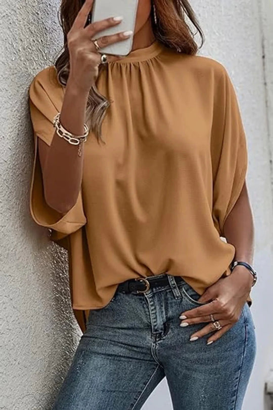 Tie Back Slit Half Sleeve Blouse - Premium Fitness &amp; Activewear for Men &amp; Women|UK