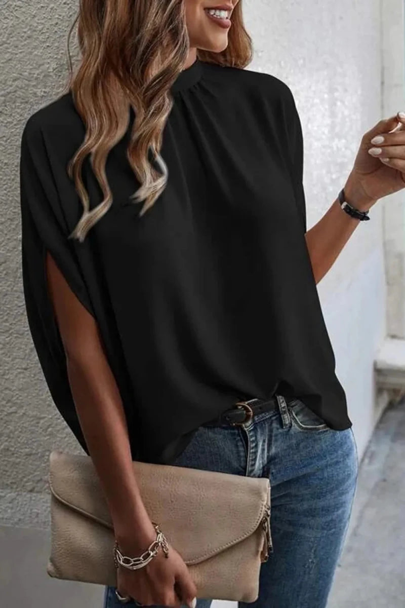 Tie Back Slit Half Sleeve Blouse - Premium Fitness &amp; Activewear for Men &amp; Women|UK
