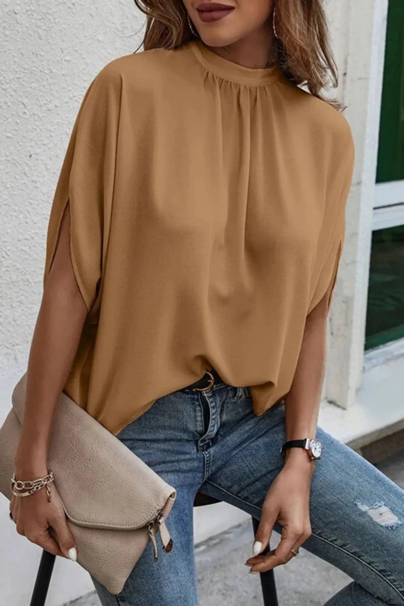 Tie Back Slit Half Sleeve Blouse - Premium Fitness &amp; Activewear for Men &amp; Women|UK
