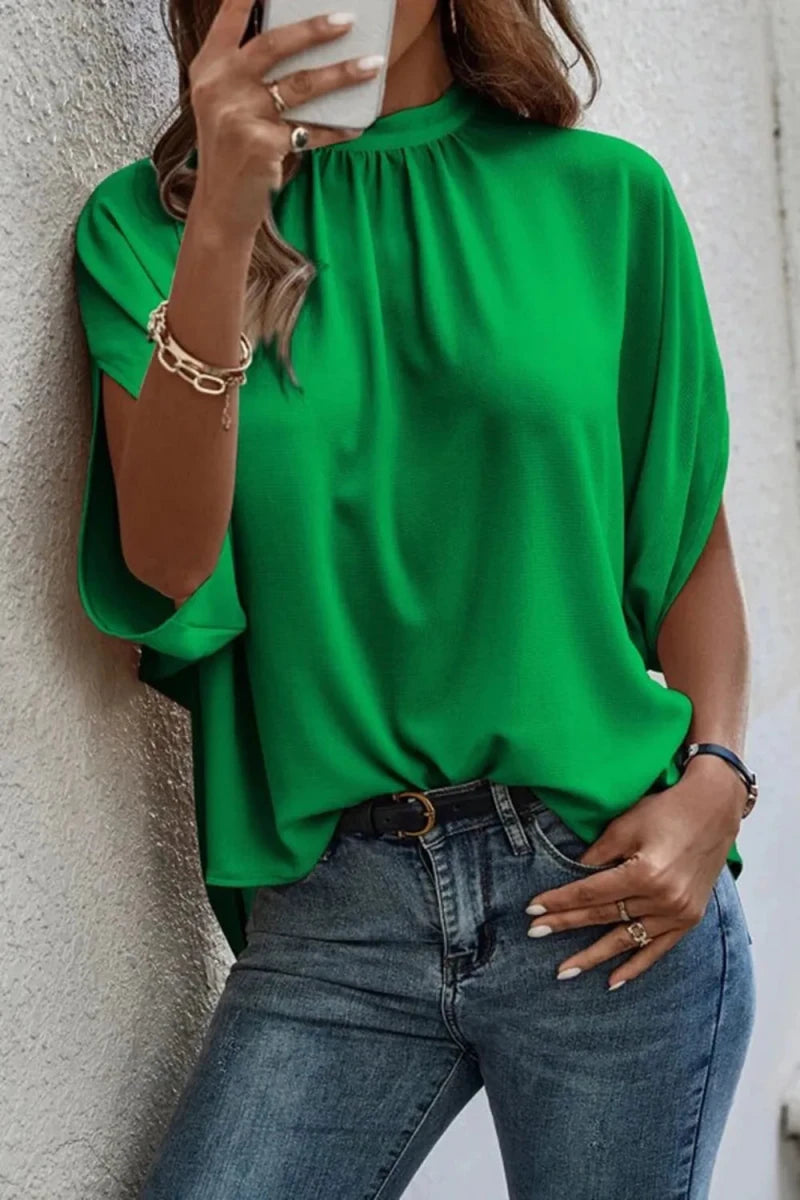 Tie Back Slit Half Sleeve Blouse - Premium Fitness & Activewear for Men & Women|UK