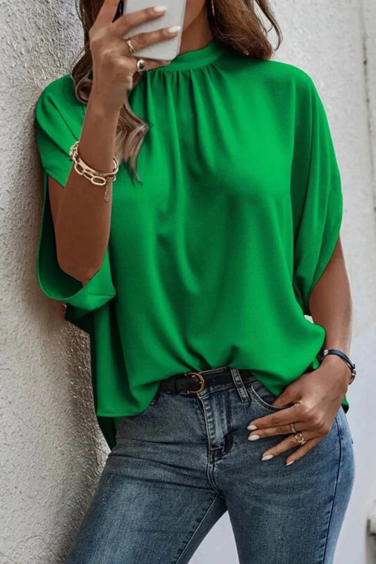 Tie Back Slit Half Sleeve Blouse - Premium Fitness &amp; Activewear for Men &amp; Women|UK