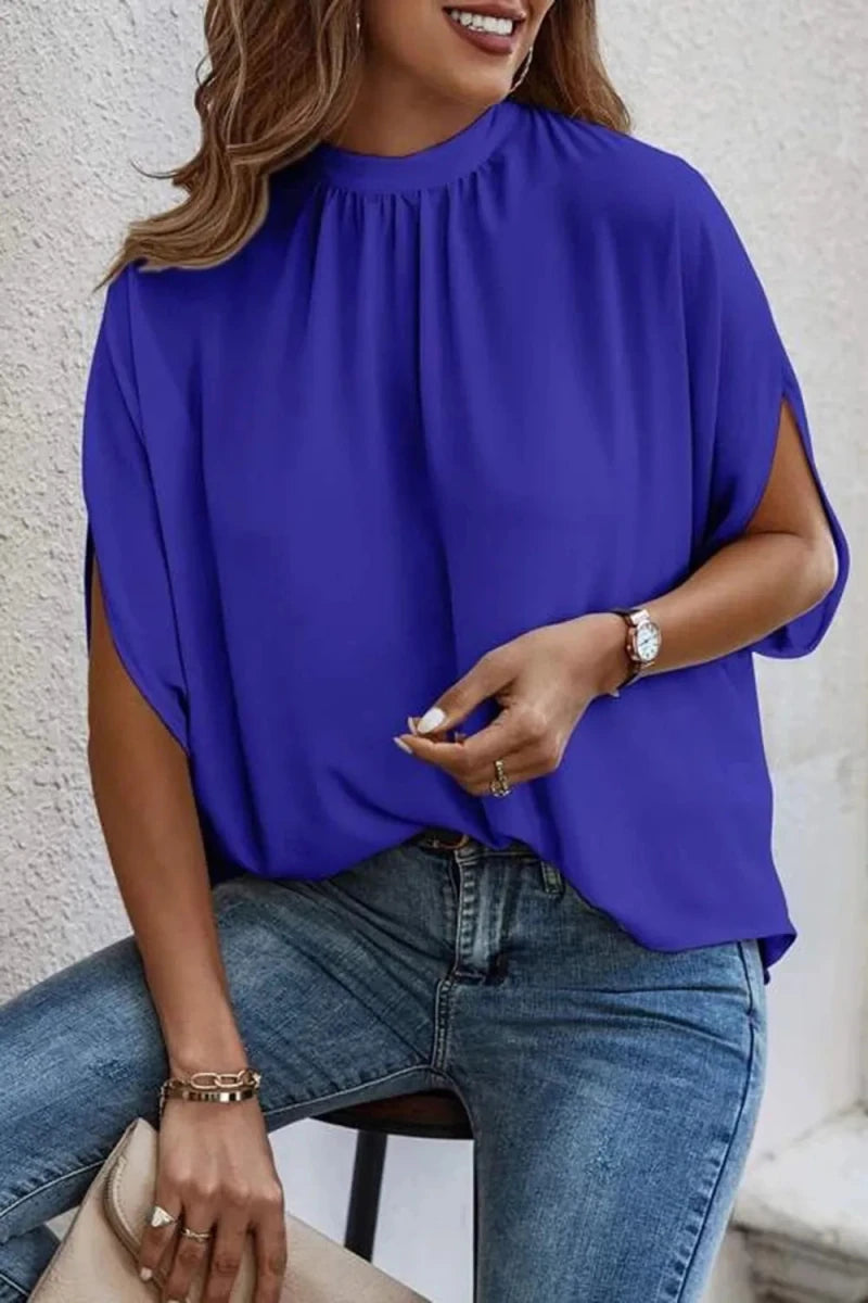 Tie Back Slit Half Sleeve Blouse - Premium Fitness &amp; Activewear for Men &amp; Women|UK