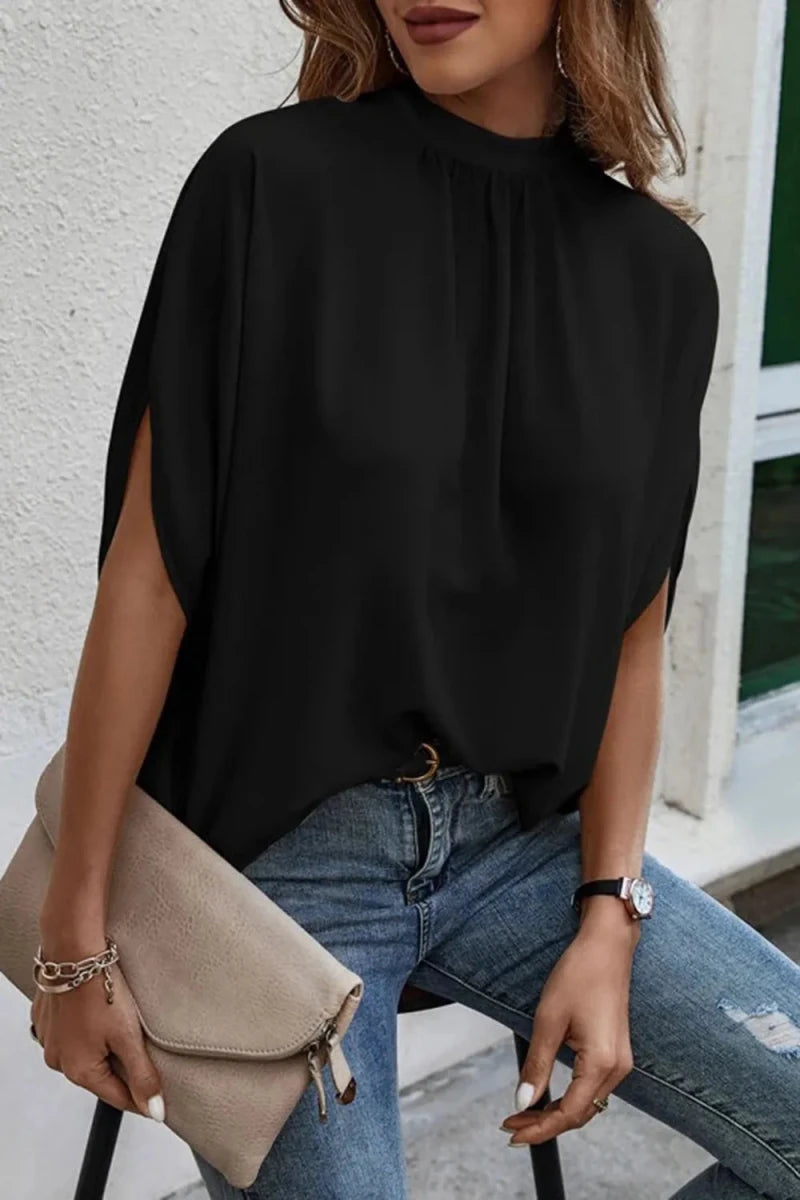 Tie Back Slit Half Sleeve Blouse - Premium Fitness &amp; Activewear for Men &amp; Women|UK