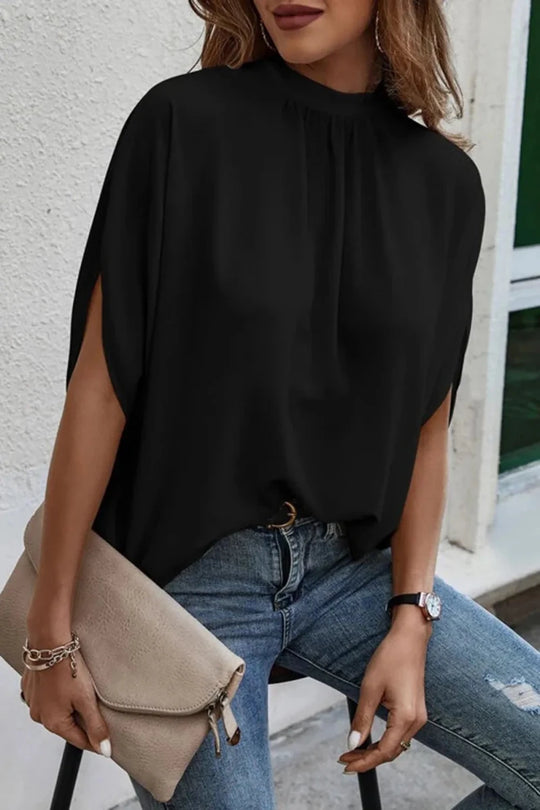 Tie Back Slit Half Sleeve Blouse - Premium Fitness &amp; Activewear for Men &amp; Women|UK