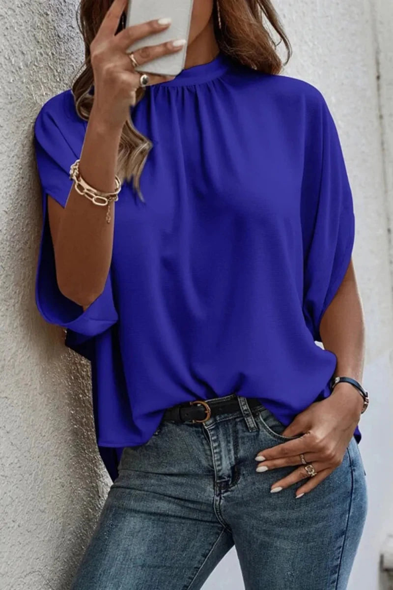 Tie Back Slit Half Sleeve Blouse - Premium Fitness &amp; Activewear for Men &amp; Women|UK