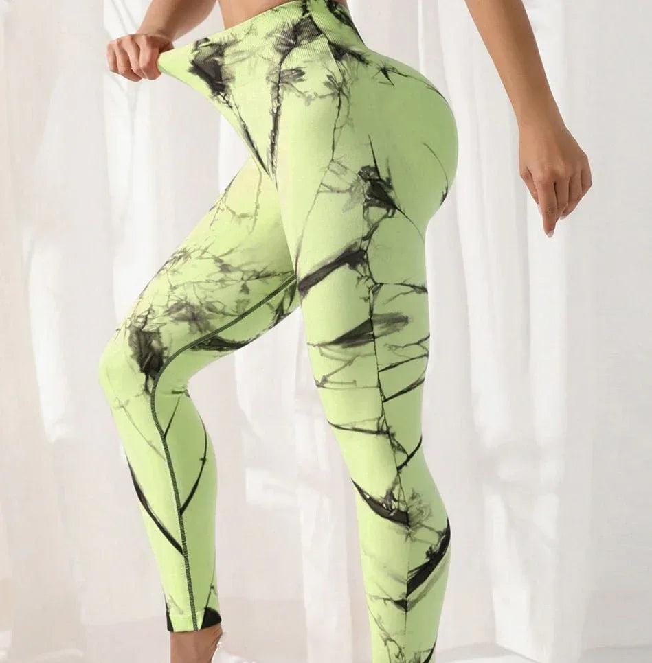 High Waist Leggings for Women, Tie-Dye Spandex Yoga Pants - Comfortable for Running and Fitness - Allen-Fitness