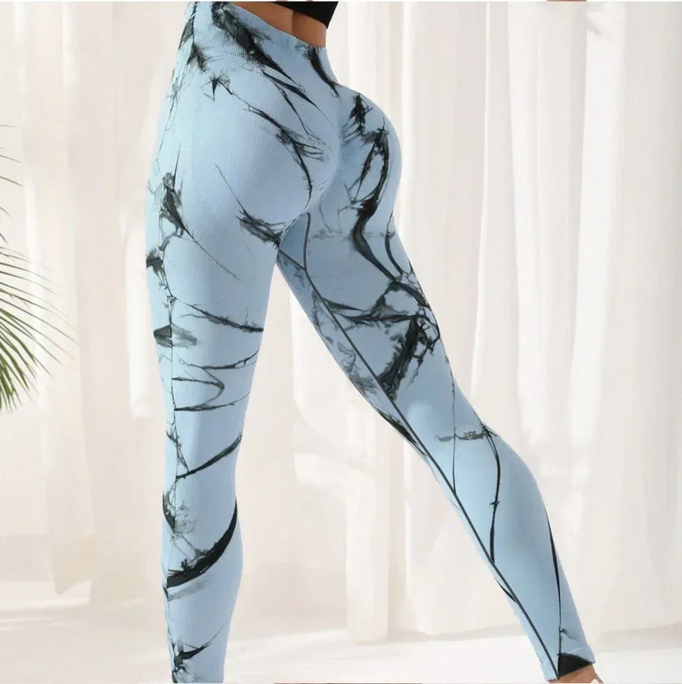 High Waist Leggings for Women, Tie-Dye Spandex Yoga Pants - Comfortable for Running and Fitness - Allen-Fitness